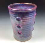 Handmade Stoneware Utensil Holder: Purple Glaze Bump Pottery Vase -  item 3567 - Image 2