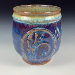 Artisan Ceramic Handmade Stoneware Pottery Tea Cup  - Purple Bamboo - item 3417