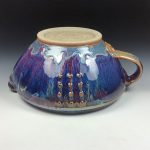 Handmade ceramic stoneware batter bowl - Purple blue slip-dotted - item 3547 - Image 2