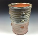 Decorative pottery vases utensil holder crock rustic clay vases artistic luxury handmade vases artistic centerpieces dinnerware stoneware - Orange shino bump - item 3564 - Image 3