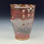 Handmade Stoneware Small Pottery Cup - Iron Red Slip Dotted Bump - item 3354