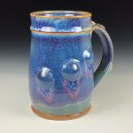 Handmade Stoneware Coffee Mug: Purple Blue Glaze, Bump - Item 3161