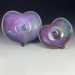 Handmade  Ceramic Heart-Shaped Bowl: Purple Glaze, Set of Two, Nesting Love Dishes- item 2411