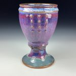 Handmade Stoneware Artistic Unique Goblet or Chalice - Purple Glazed Slip-Dotted Cup - item 3318