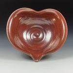 Handmade  Ceramic Heart-Shaped Bowl - Iron Red Glaze  - item 3531