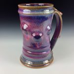 Handmade Stoneware Coffee Mug: Purple Red Glaze Bump Pottery Tea Mug- item 3253