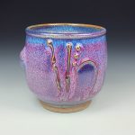 Artisan Ceramic Handmade Stoneware Pottery Tea Cup:- Purple Bamboo - item 2471