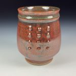 Artisan Ceramic Handmade Stoneware Pottery Tea Cup - Iron Red Slip Dotted - item 3424