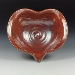 Handmade  Ceramic Heart-Shaped Bowl - Iron Red Glaze- item 3538