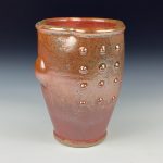 Handmade Stoneware Small Pottery Cup  - Iron Red Slip Dotted Bump - item 3345