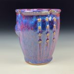Handmade Stoneware Small Pottery Cup  - Purple Red Slip Dotted Bump - item 3358