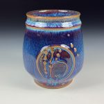 Artisan Ceramic Handmade Stoneware Pottery Tea Cup - Purple Bamboo - item 3427