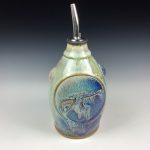 Handmade Ceramic Olive Oil Dispenser: Purple Flashed Gun Slip Stoneware Cruet - item 2939