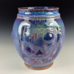 Decorative pottery vases utensil holder crock rustic clay vases artistic luxury handmade vases artistic centerpieces dinnerware stoneware - Purple landscape bump -  item 3132