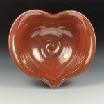 Handmade  Ceramic Heart-Shaped Bowl - Iron Red Glaze  - item 3528