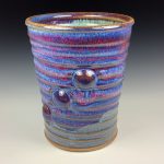 Decorative pottery vases utensil holder crock rustic clay vases artistic luxury handmade vases artistic centerpieces dinnerware stoneware- Purple wiggle bump  - item 2902