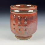 Artisan Ceramic Handmade Stoneware Pottery Tea Cup  - Iron Red Slip Dotted - item 3377