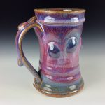 Handmade Stoneware Coffee Mug: Purple Red Glaze Bump Pottery Tea Mug- item 3247