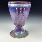 Handmade Stoneware Artistic Unique Goblet or Chalice - Purple Glazed Slip-Dotted Cup - item 3320