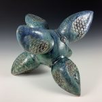 Handmade stoneware art abstract ceramic sculptures pottery decoration - Green ash pottery jack - Green jack- item 1003 - Image 4