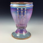 Handmade Stoneware Artistic Unique Goblet or Chalice - Purple Glazed Slip-Dotted Cup - item 3316