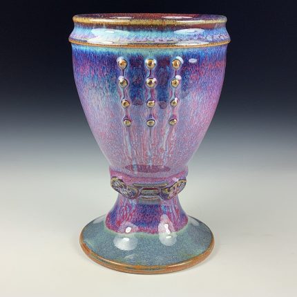 Handmade Stoneware Artistic Unique Goblet or Chalice - Purple Glazed Slip-Dotted Cup - item 3316