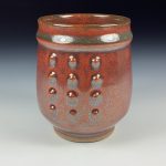 Artisan Ceramic Handmade Stoneware Pottery Tea Cup  - Iron Red Slip Dotted - item 3375