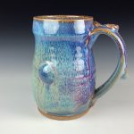 Handmade Ceramic Coffee Mug: Purple White Glazed with Bump Stoneware Pottery  - item 3070