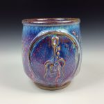 Artisan Ceramic Handmade Stoneware Pottery Tea Cup: Purple Guitar - item 2960