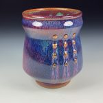 Artisan Ceramic Handmade Stoneware Pottery Tea Cup - Purple Slip Dotted - item 3401