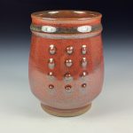 Artisan Ceramic Handmade Stoneware Pottery Tea Cup - Iron Red Slip Dotted - item 3407