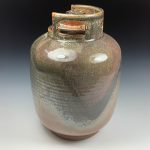 Handmade stoneware art abstract ceramic sculptures pottery decoration propane tank coin jar - Large orange shino - item 3582 - Image 4