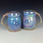 Handmade Ceramic Small Coffee Mug:  Purple Glazed Bump Stoneware Pottery, Set of Two  - item 3073