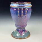 Handmade Stoneware Artistic Unique Goblet or Chalice - Purple Glazed Slip-Dotted Cup  - item 3329