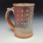 Handmade Orange Shino Stoneware Mug: Slip Dotted Bump Ceramic Coffee Cup  - item 3488