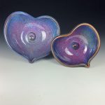 Handmade  Ceramic Heart-Shaped Bowl: Purple Glaze, Set of Two, Nesting Love Dishes - item 2397