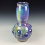 Handmade ceramic stoneware pottery centerpiece vase - Purple bump hourglass vase - item 2668