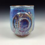 Artisan Ceramic Handmade Stoneware Pottery Tea Cup: Purple Bamboo - item 2969