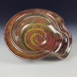 Handmade Ceramic Stoneware Spiral Spoon Rest - Tea Dust Yellow Black Glaze - item 3274