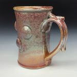 Handmade Orange Shino Stoneware Mug: Slip Dotted Bump Ceramic Coffee Cup  - item 3488 - Image 3