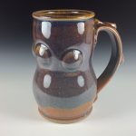 Handmade Stoneware Coffee Mug: Dark Blue Glaze, Bump - item 1672
