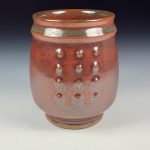 Artisan Ceramic Handmade Stoneware Pottery Tea Cup  - Iron Red Slip Dotted - item 3421