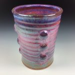 Handmade Stoneware Utensil Holder: IPurple Glaze Bump Pottery Vase - item 3570