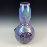 Handmade ceramic stoneware pottery centerpiece vase - Purple bamboo hourglass shaped vase - item 2665