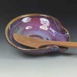 Handmade Ceramic Spoon Rest: Purple Red Glaze, Spiral - item 3501 - Image 2