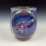 Artisan Ceramic Handmade Stoneware Pottery Tea Cup: Purple Gun - item 2948
