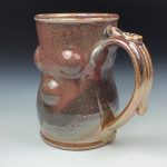 Handmade Stoneware Coffee Mug: Orange Shino Glaze Bump Pottery Tea Mug - item 3473 - Image 2