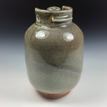 Handmade stoneware art abstract ceramic sculptures pottery decoration propane tank coin jar - Small orange shino - item 3574 - Image 4