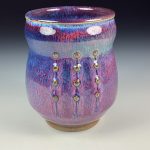 Artisan Ceramic Handmade Stoneware Pottery Tea Cup  - Purple Slip Dotted - item 3426