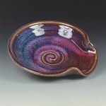 Handmade Ceramic Spoon Rest: Purple Red Glaze, Spiral - item 3503